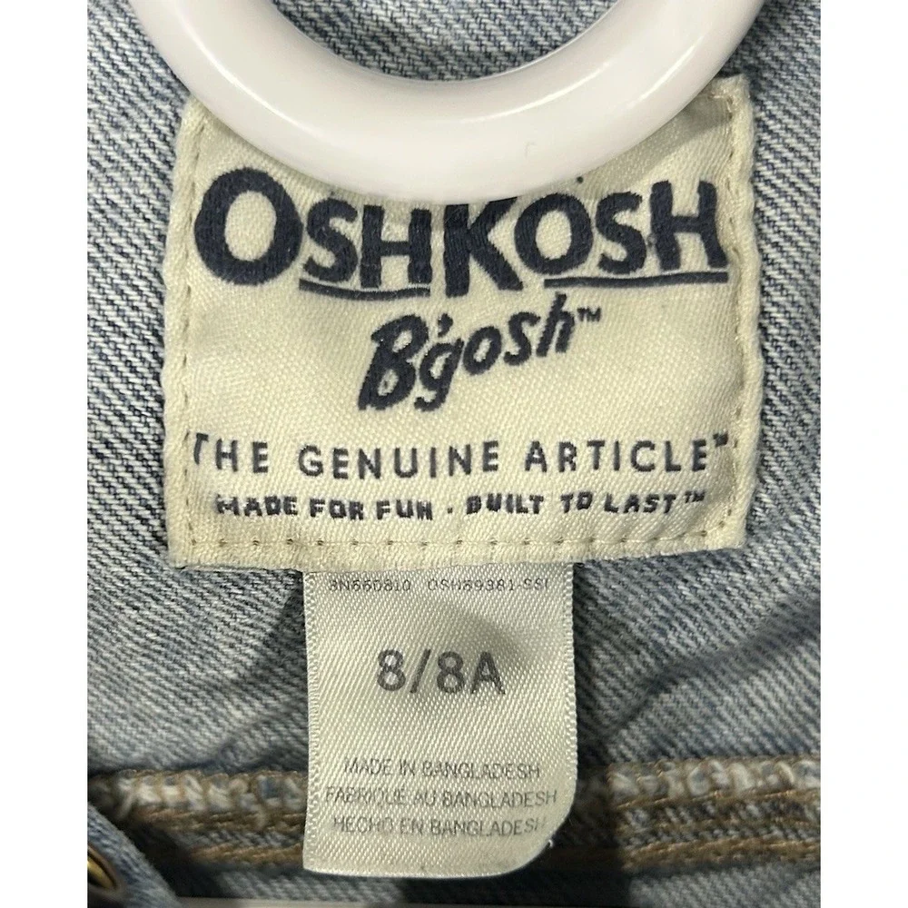 Osh Kosh B'gosh Denim Jacket Size 8 100% Cotton Blue Med‎ Wash Western Vintage
